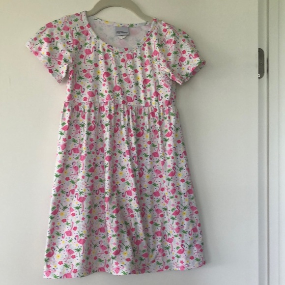 - Flap Happy Kids Dress - Pink and Green Flamingo Print - Picture 2 of 6